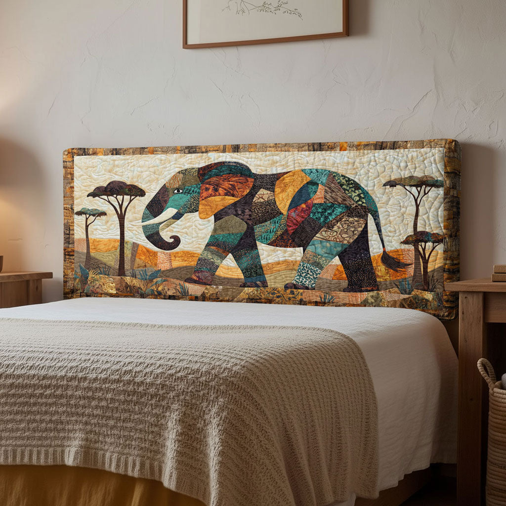 Tribal Elephant WN2012091CL Quilted Headboard Slipcover