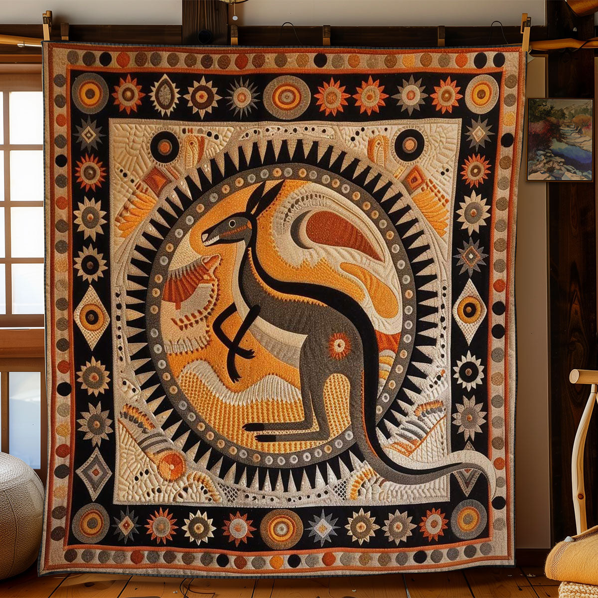 Aboriginal Kangaroo Circle WN1904016CL Quilt