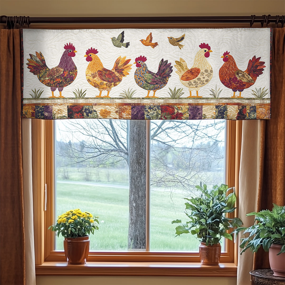 Rooster Morning WX2203165CL Quilted Valance