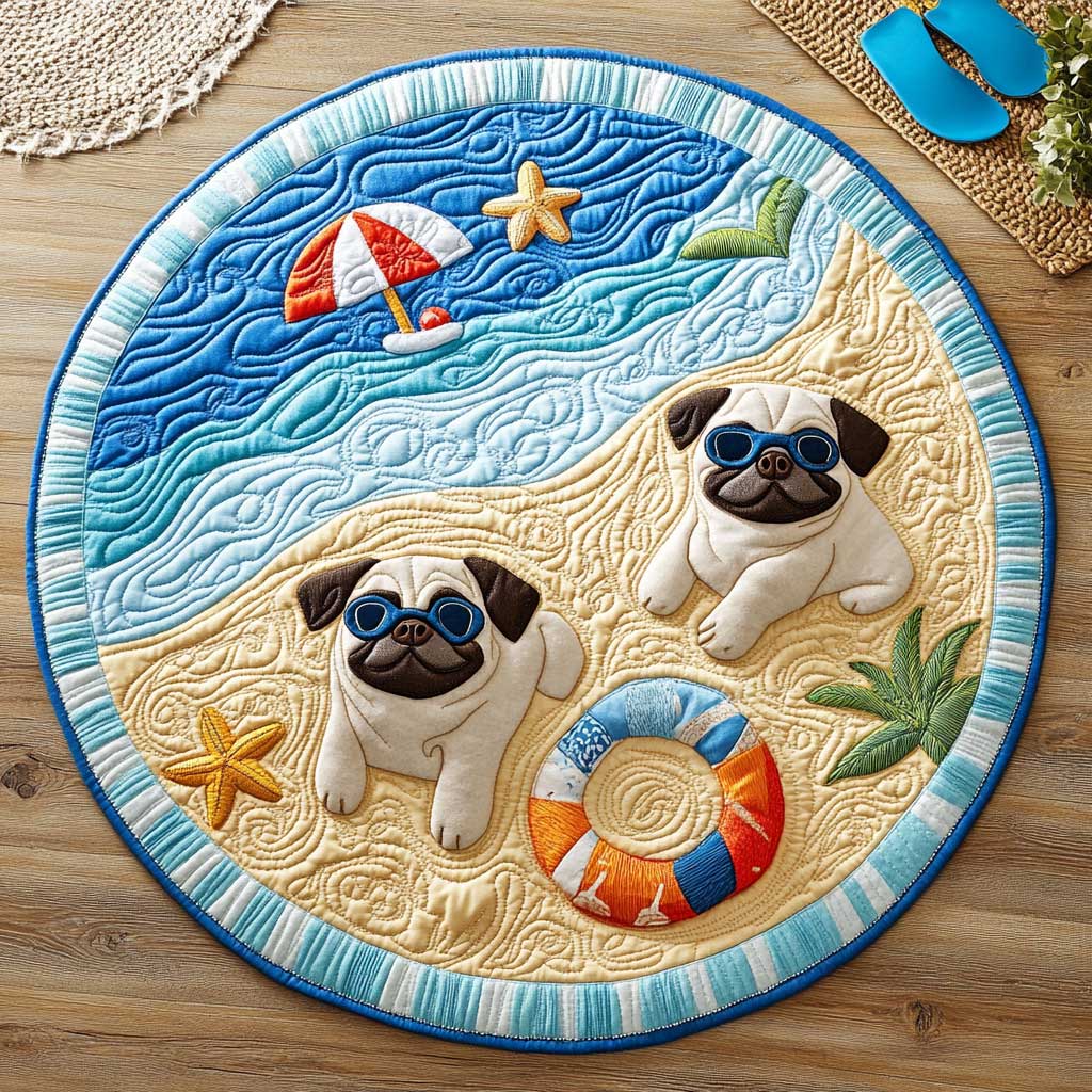 Play By The Beach CQ2205009CL Quilted Round Mat