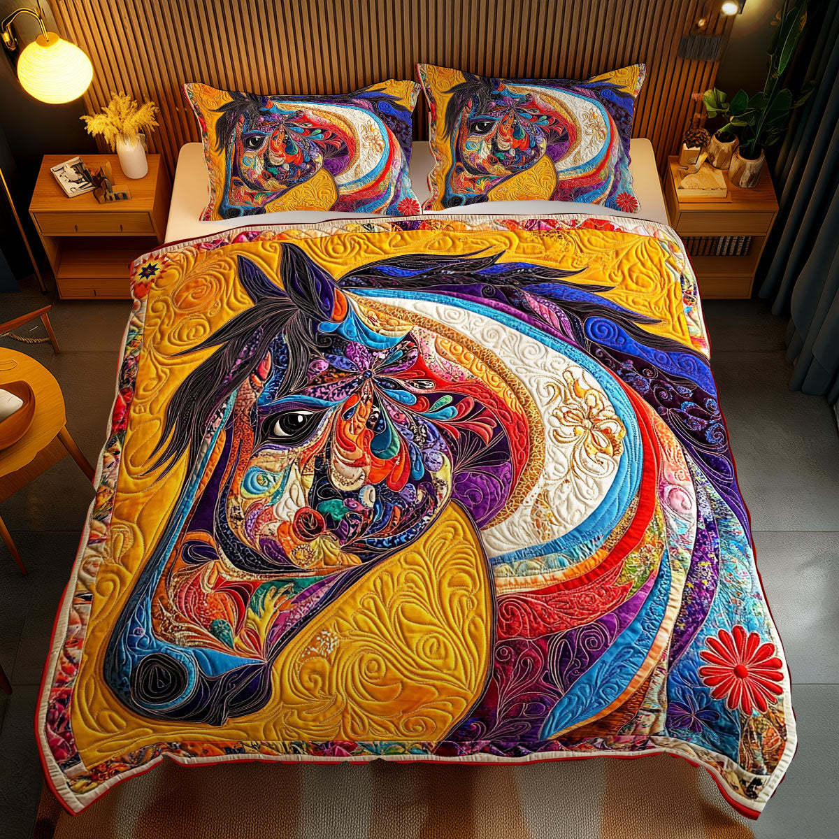 Patchwork Abstract Horse WY2512052CL Duvet Cover Set