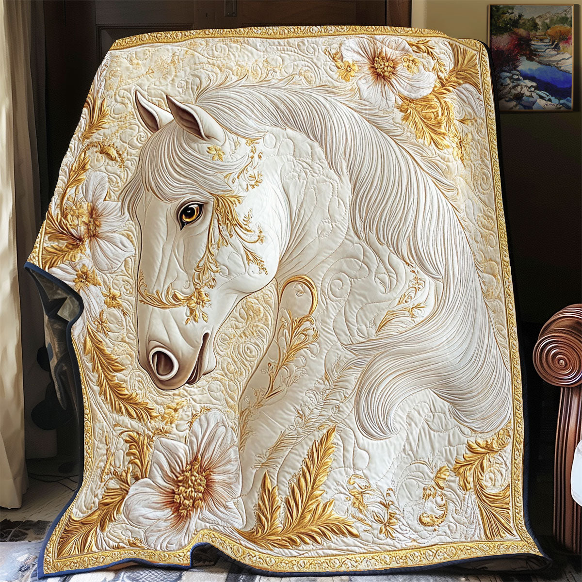 White Gold Horse WY1701071CL Quilt