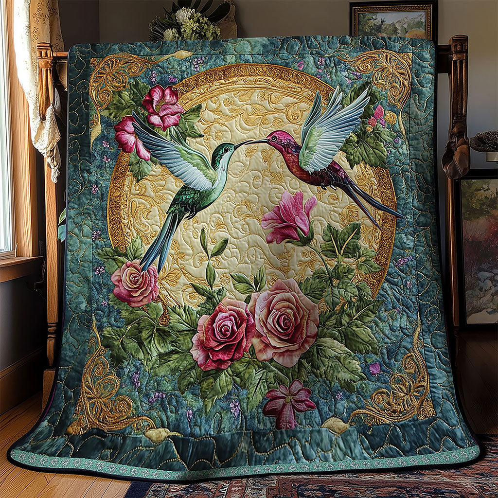 Couple Hummingbird Flower WT1302005CL Quilt