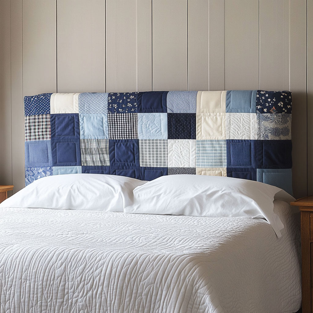 Denim Patchwork QA1912007CL Quilted Headboard Slipcover