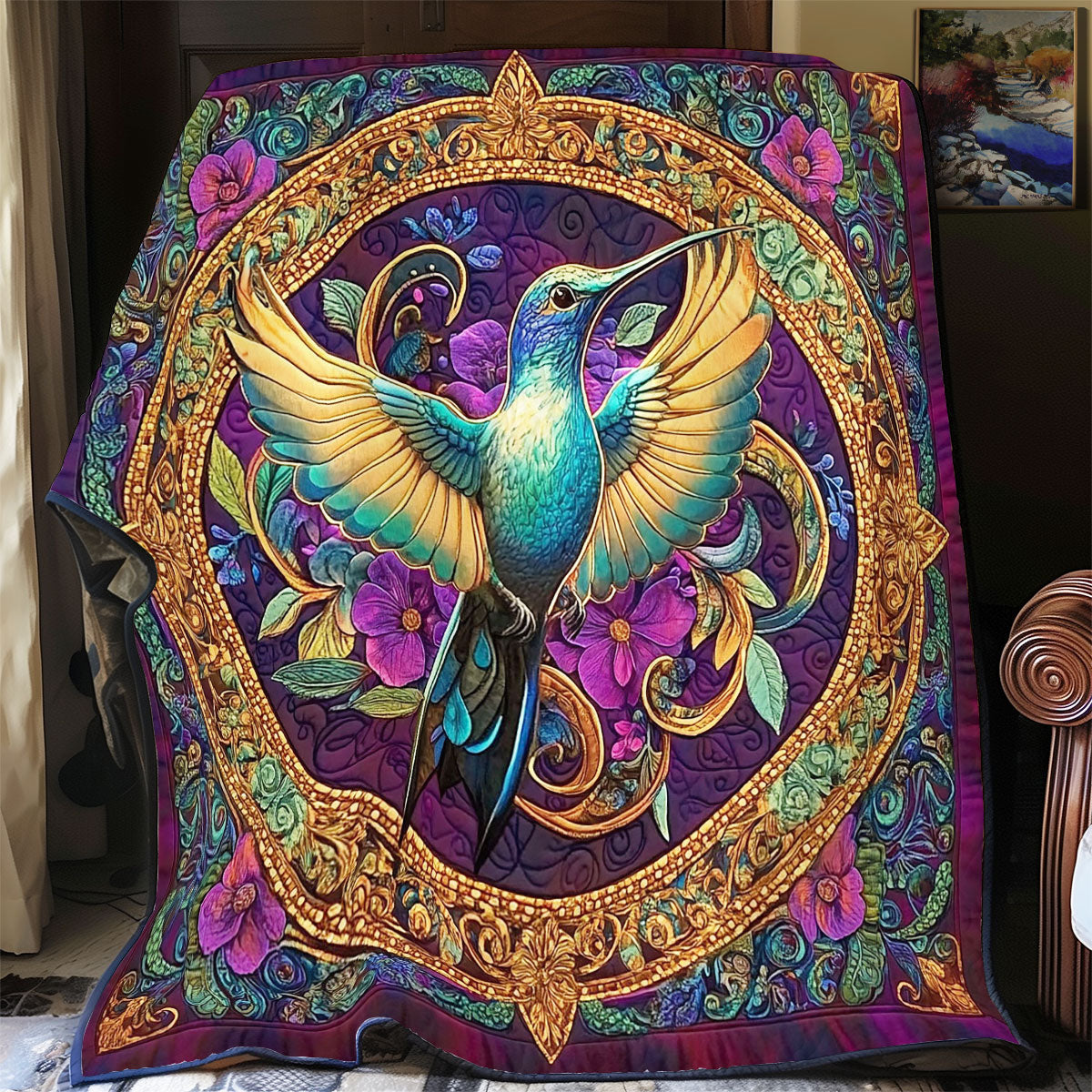 Hummingbird In Mystic Mandala WY0602163CL Quilt