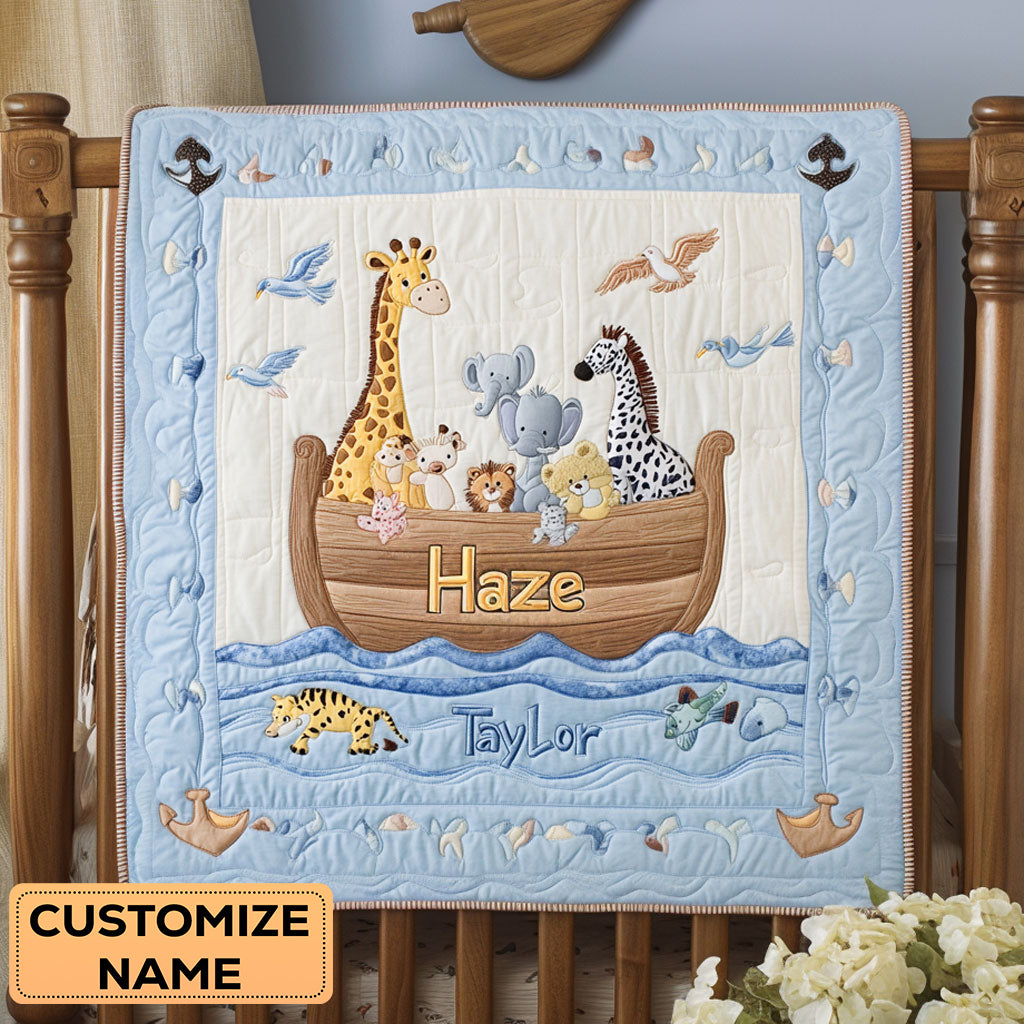 Dream Boat Animals WN2507012CL Personalized Baby Quilt