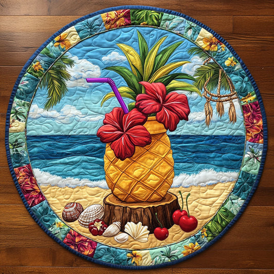 Tropical Pineapple WJ0705032CL Quilted Round Mat