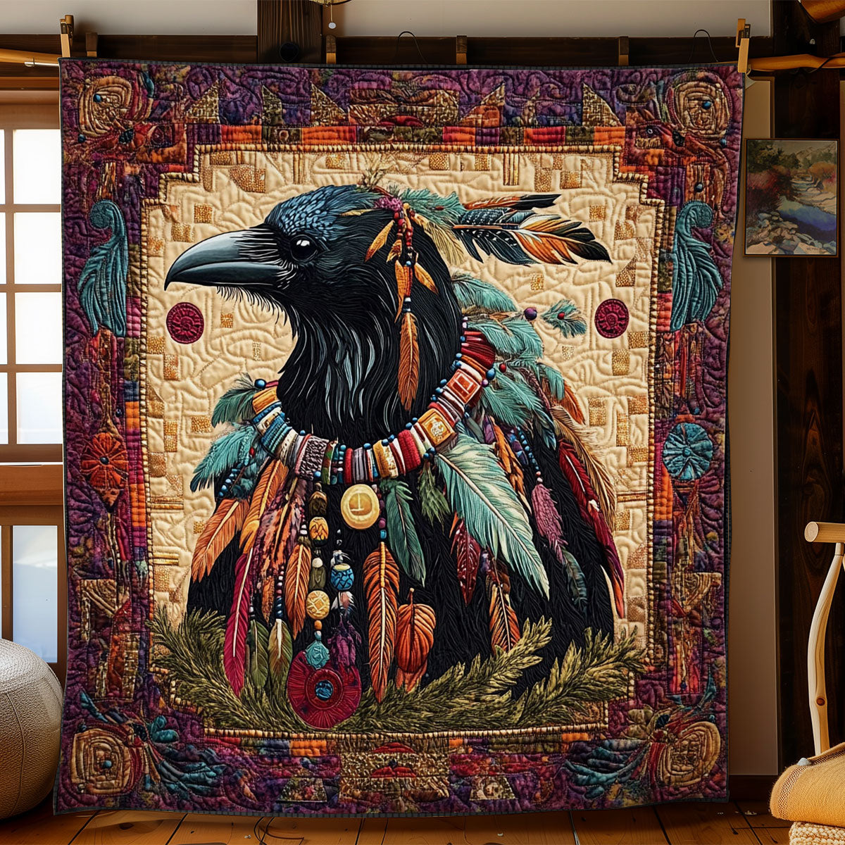 Black Crow Native Feather WY2201051CL Quilt