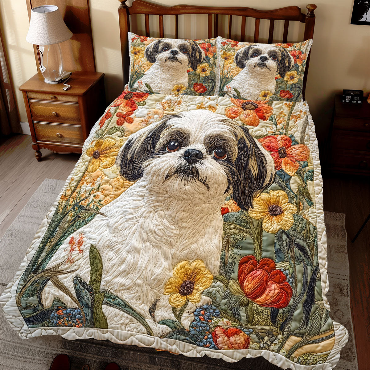 Shih Tzu Flower WX0312048CL Duvet Cover Set