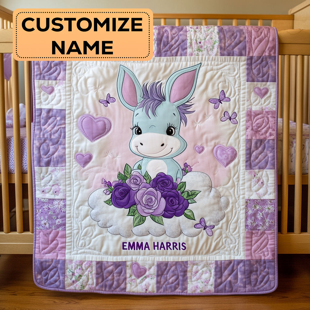 Purple Bloom Donkey CW2607048CL Personalized Baby Quilt