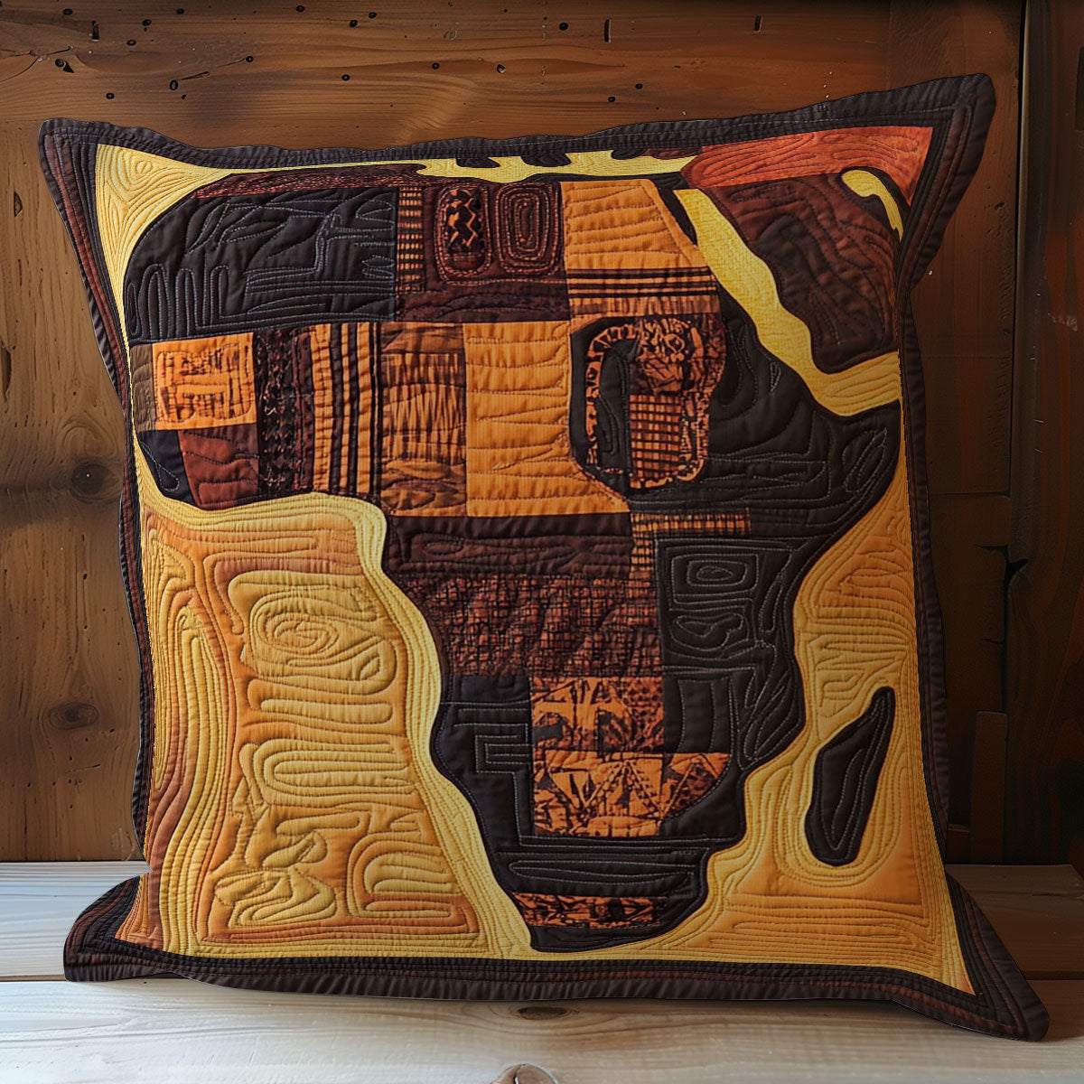 Brown Africa Map WY0803005CL Quilt Pillow Case