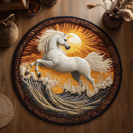 Sunset Wave Horse WY1006029CL Quilted Round Mat