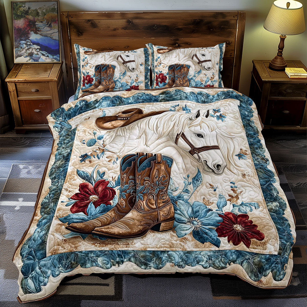Cowboy And White Horse WY1701083CL Duvet Cover Set