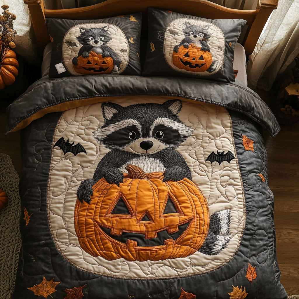 Jack O Lantern Raccoon WY2608034CL Duvet Cover Set