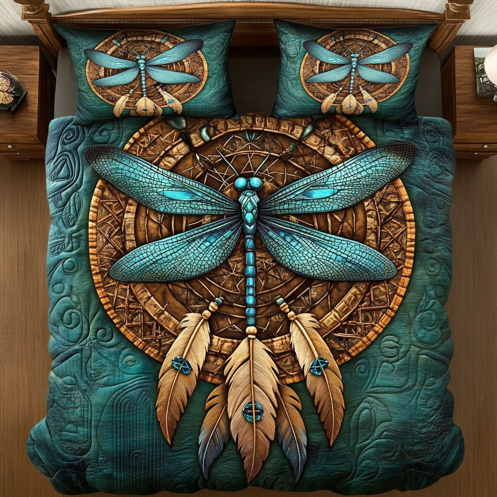 Antique Turquoise Dragonfly WU2702034CL Duvet Cover Set