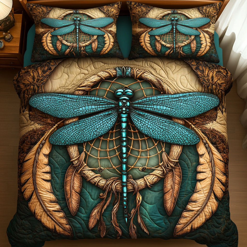 Antique Turquoise Dragonfly WU2702035CL Duvet Cover Set