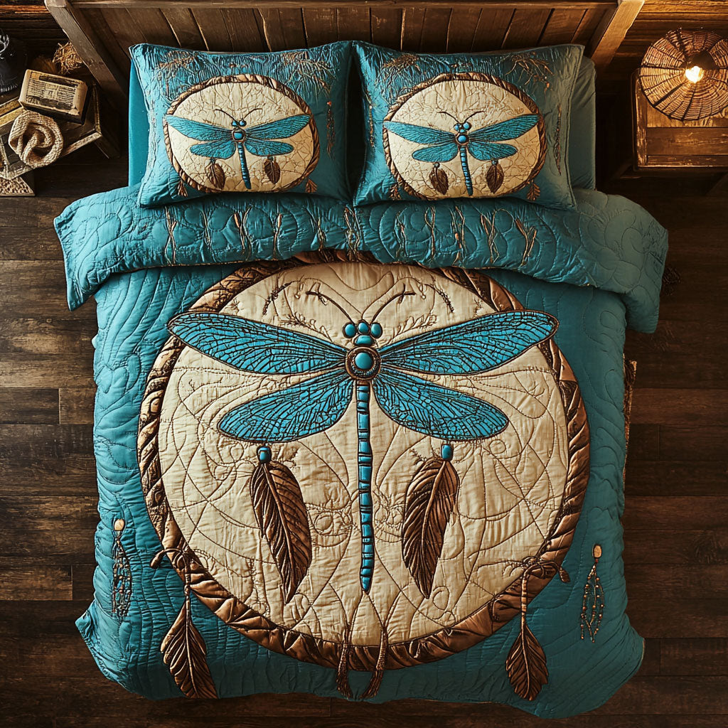 Antique Turquoise Dragonfly WU2702036CL Duvet Cover Set