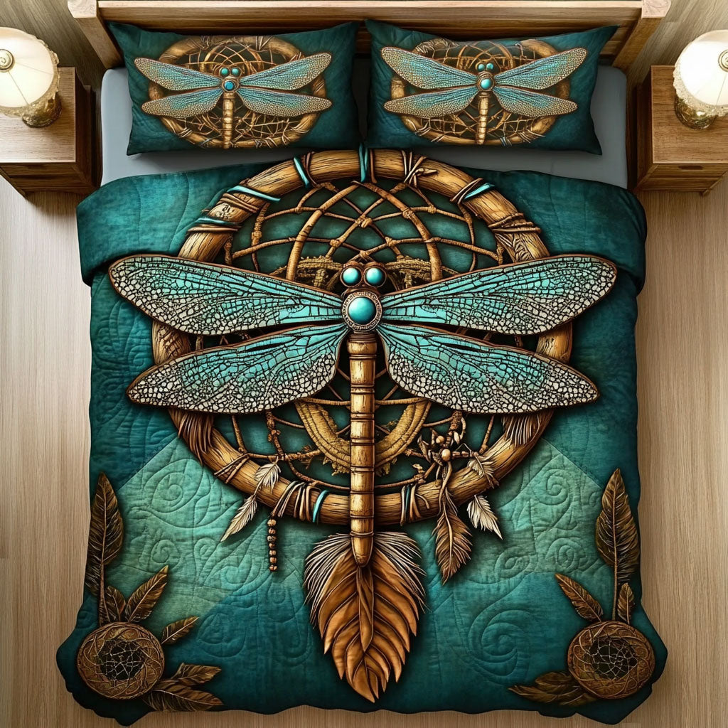 Antique Turquoise Dragonfly WU2702037CL Duvet Cover Set