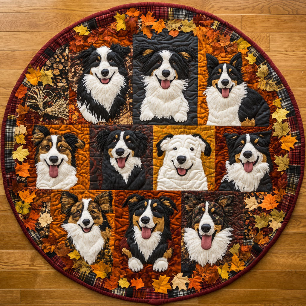 Autumn Border Collie WY0708095CL Quilted Round Mat