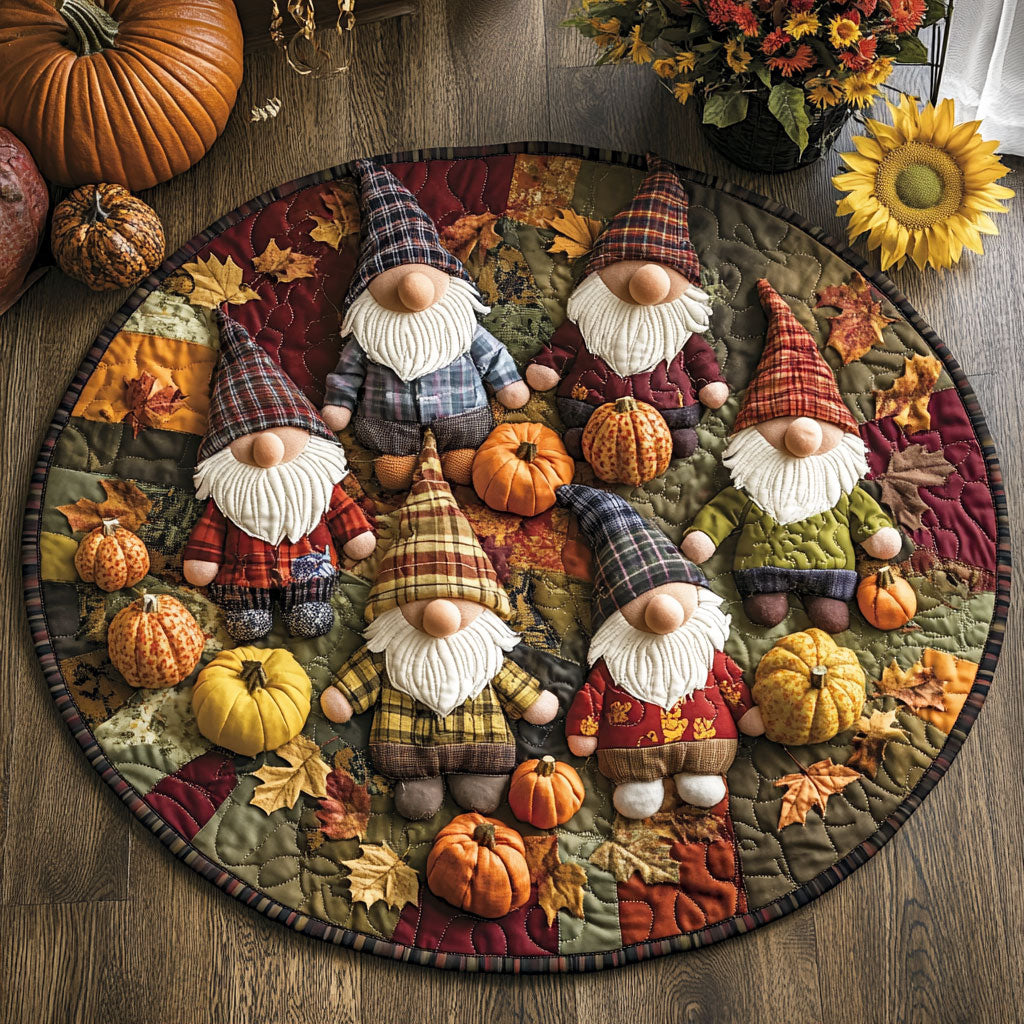 Autumn Gnomes WU2403001CL Quilted Round Mat