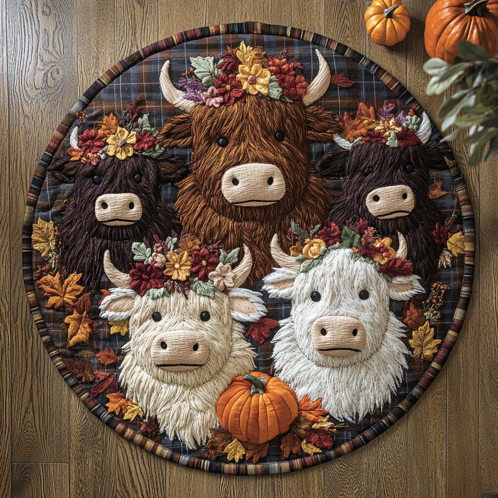 Autumn Trails & Cow Tales WU2003012CL Quilted Round Mat