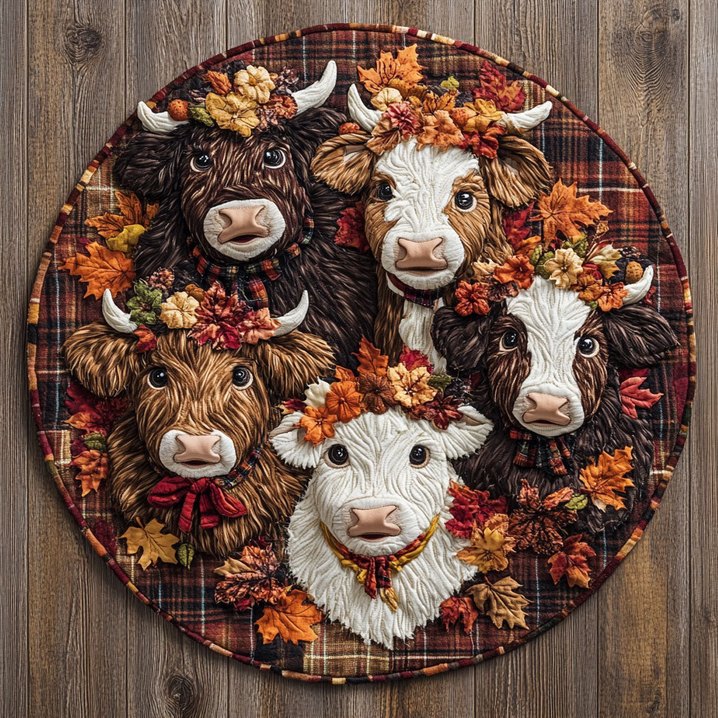 Autumn Trails & Cow Tales WU2003014CL Quilted Round Mat