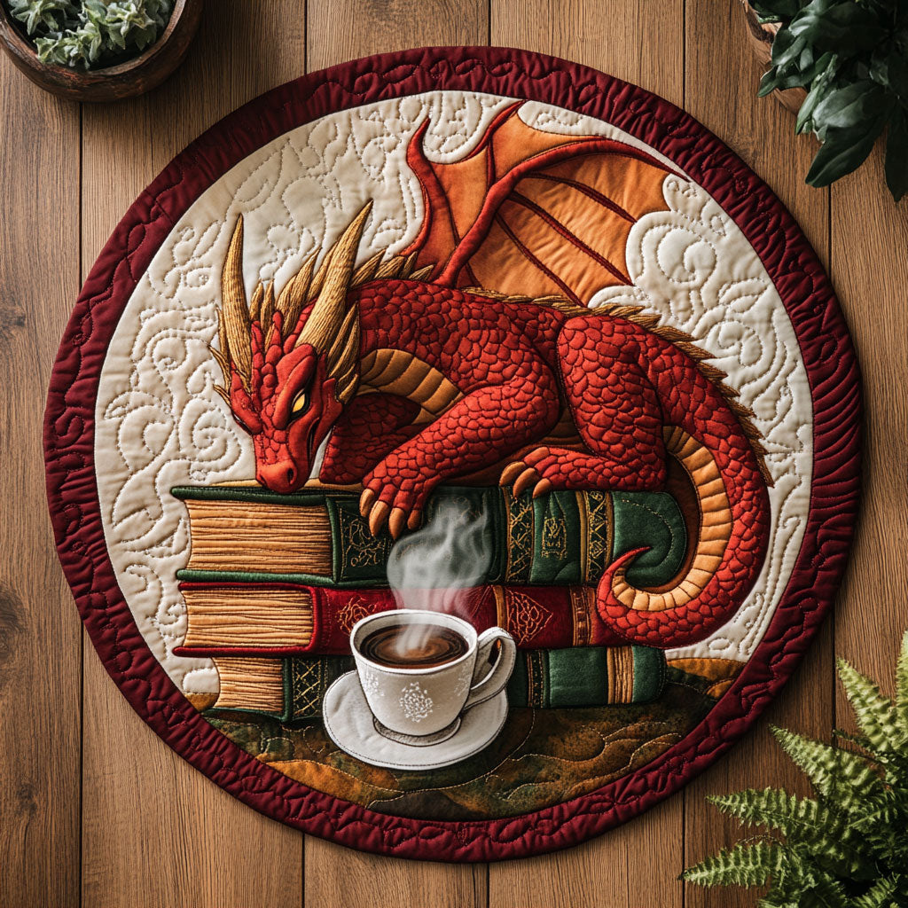 Book And Dragon WY2404003CL Quilted Round Mat