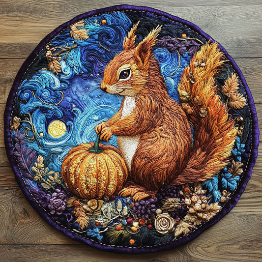 Squirrel Grove Ring WN2605061CL Quilted Round Mat
