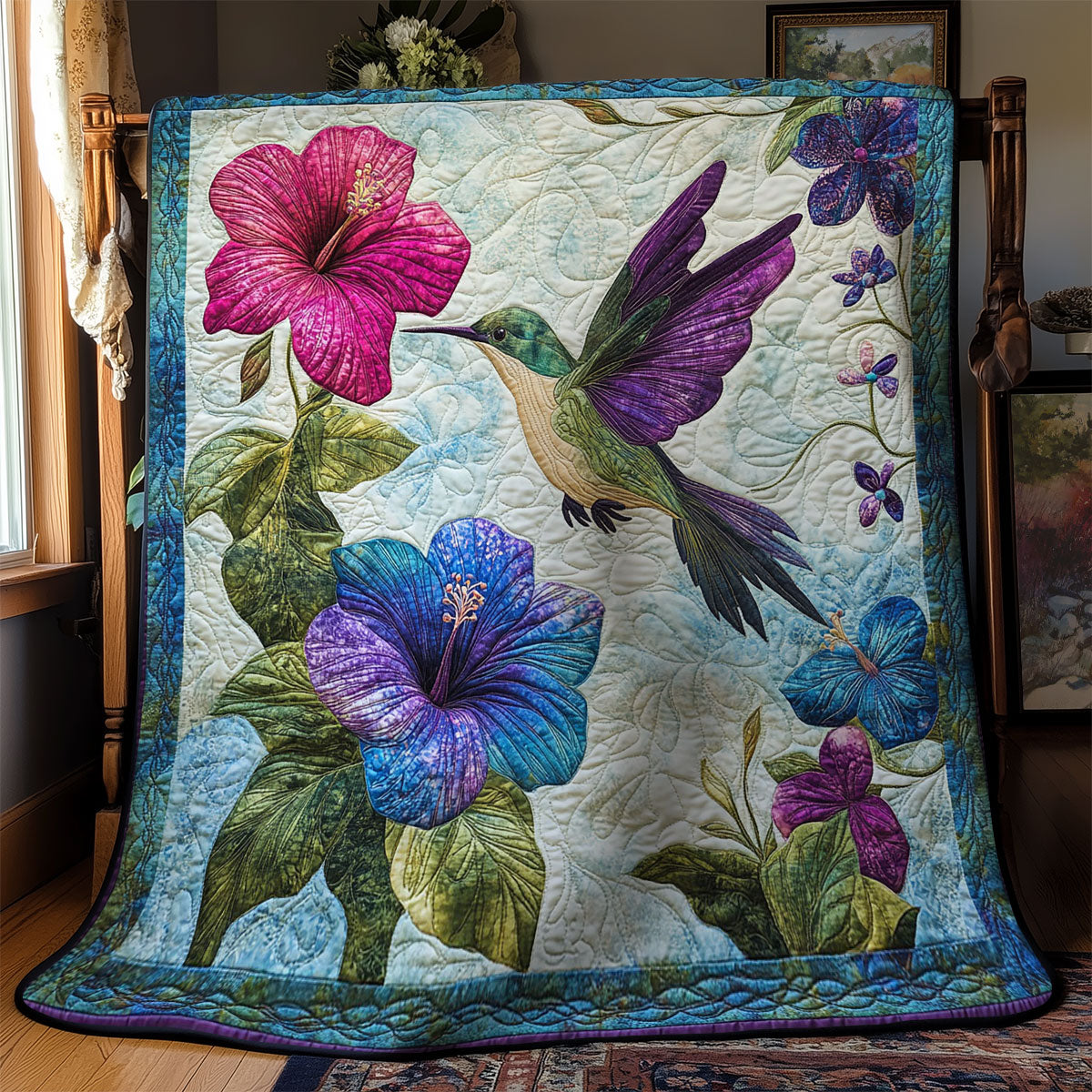 Hummingbird In Hibicus Garden WY1302032CL Quilt