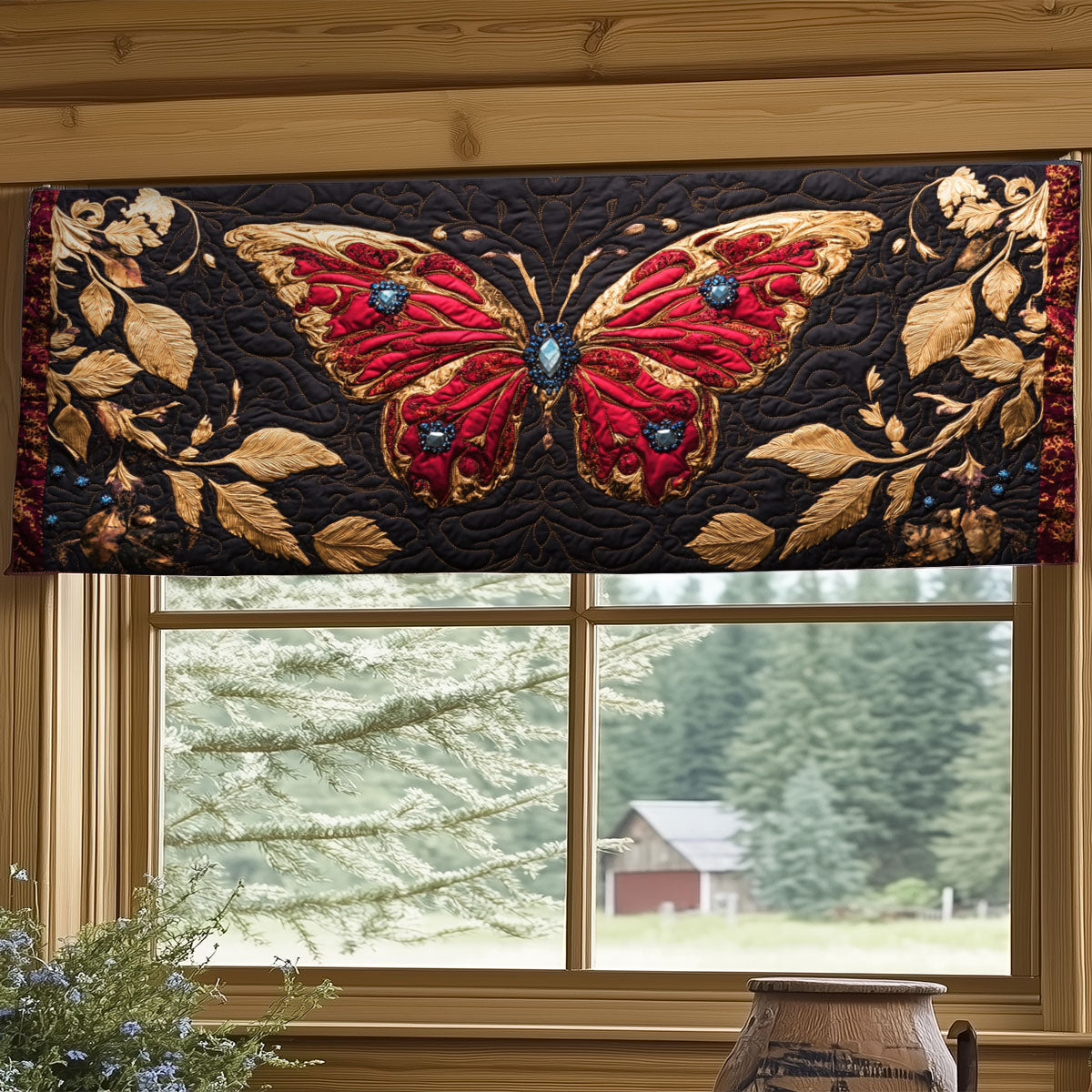 Mystic Velvet Butterfly WY0406036CL Quilted Valance