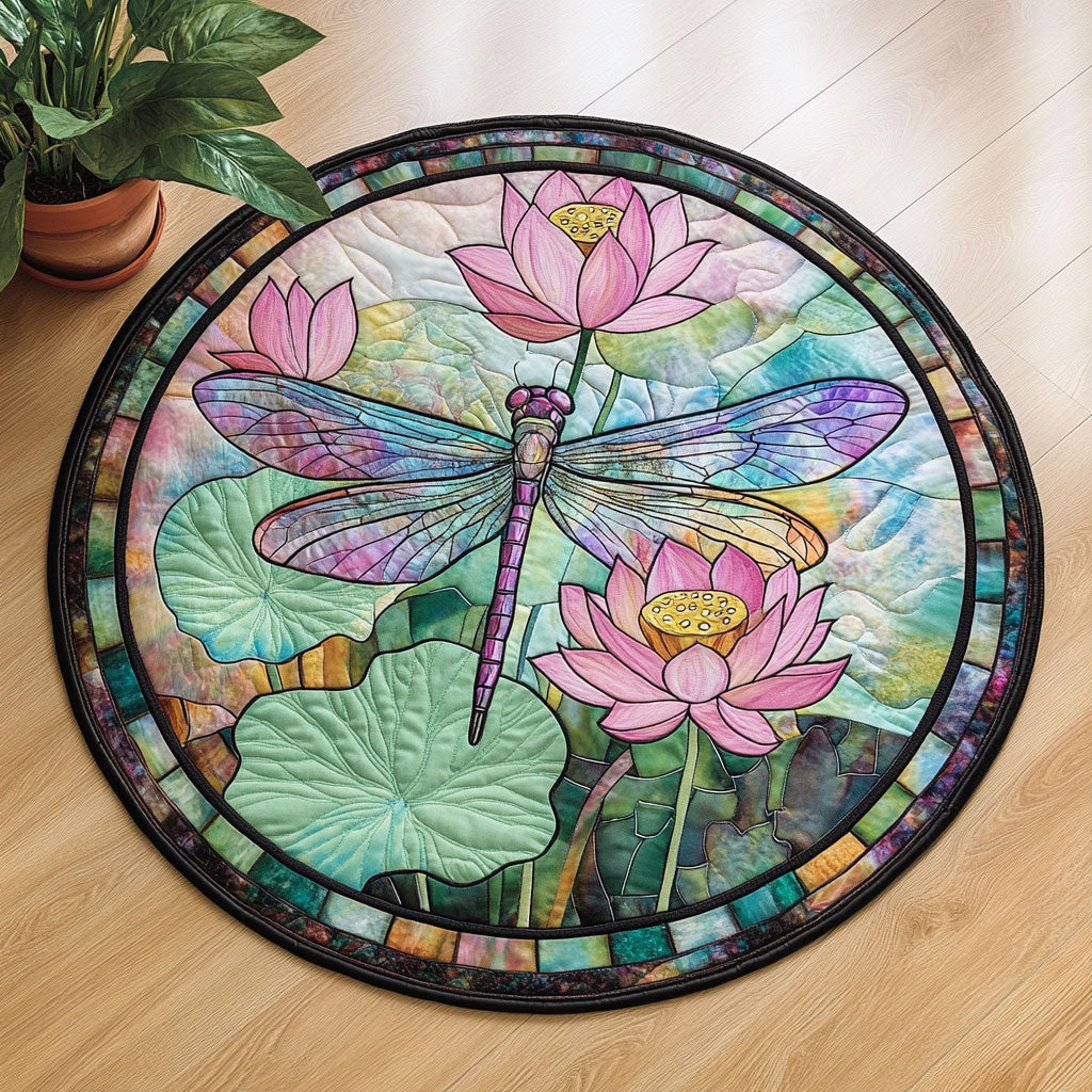 Dragonfly Bloom CW1806024CL Quilted Round Mat