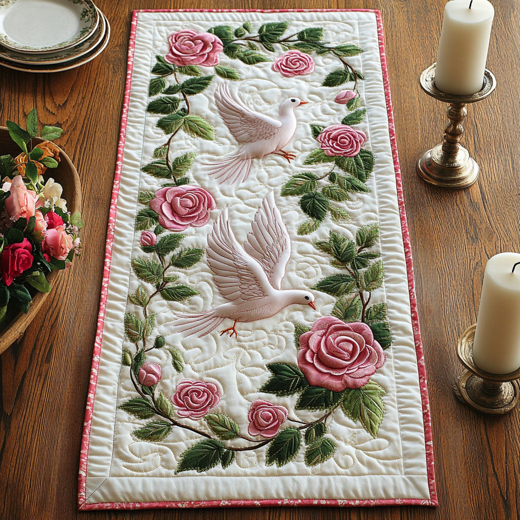 Floral Dove CW0606010CL Quilted Table Runner