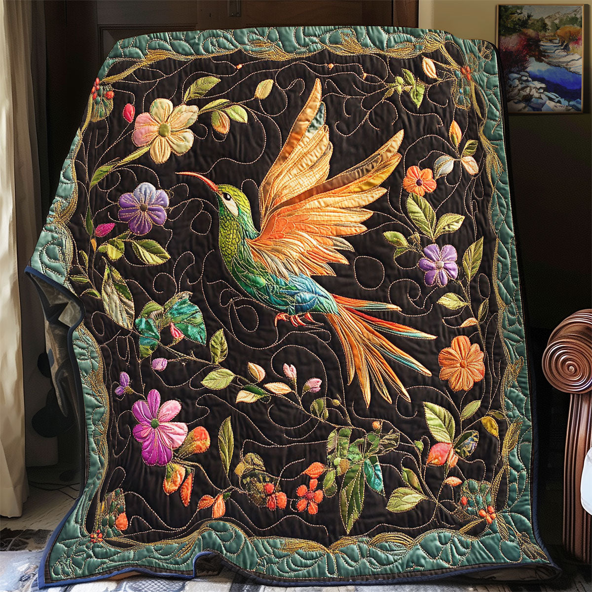 Hummingbird In Night Garden WY0503113CL Quilt
