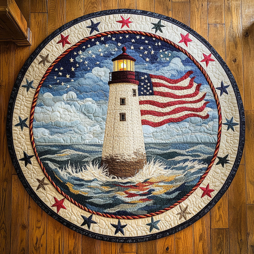 Guiding Star Lighthouse WN0906054CL Quilted Round Mat