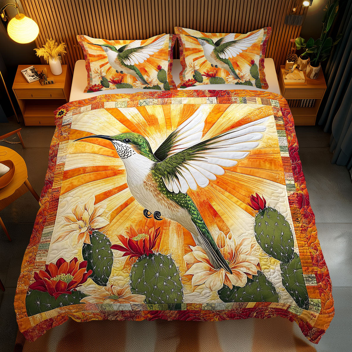 Hummingbird And Cactus WY2512047CL Duvet Cover Set