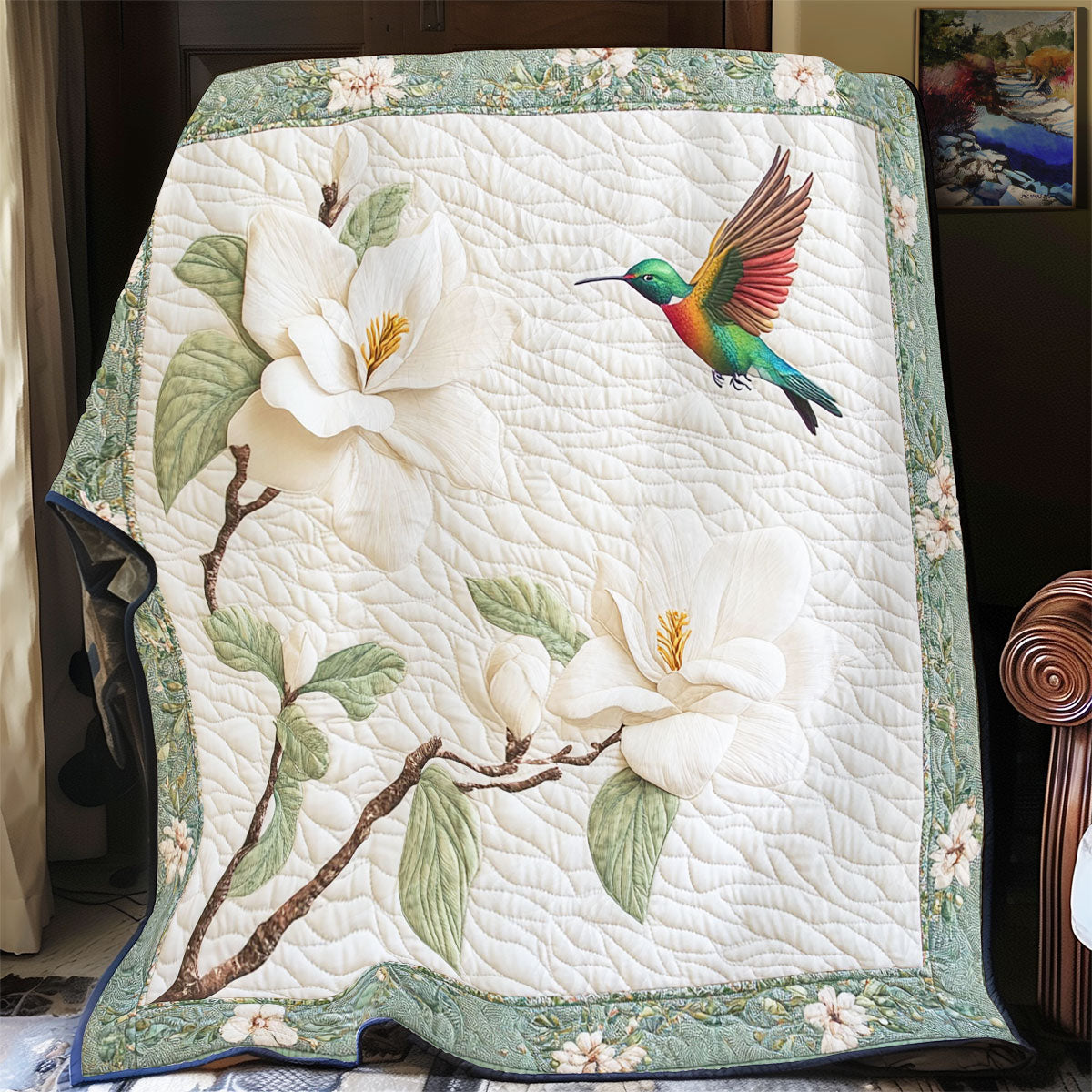 Hummingbird And White Garden WY2103045CL Quilt