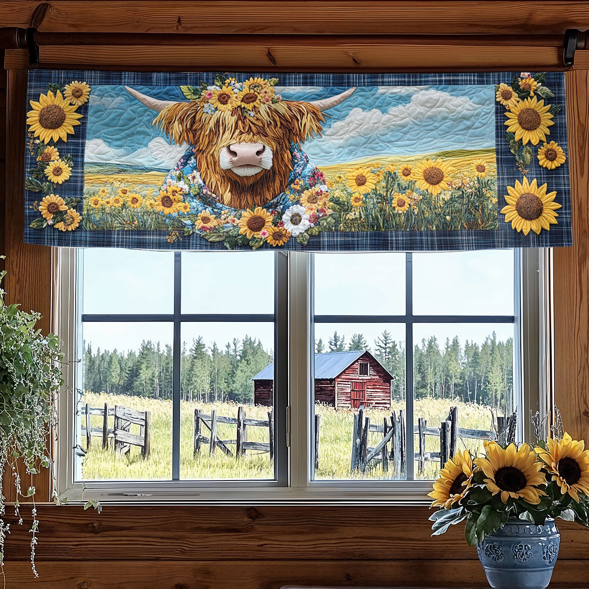 Sunlit Highland Cow WN1707056CL Quilted Valance