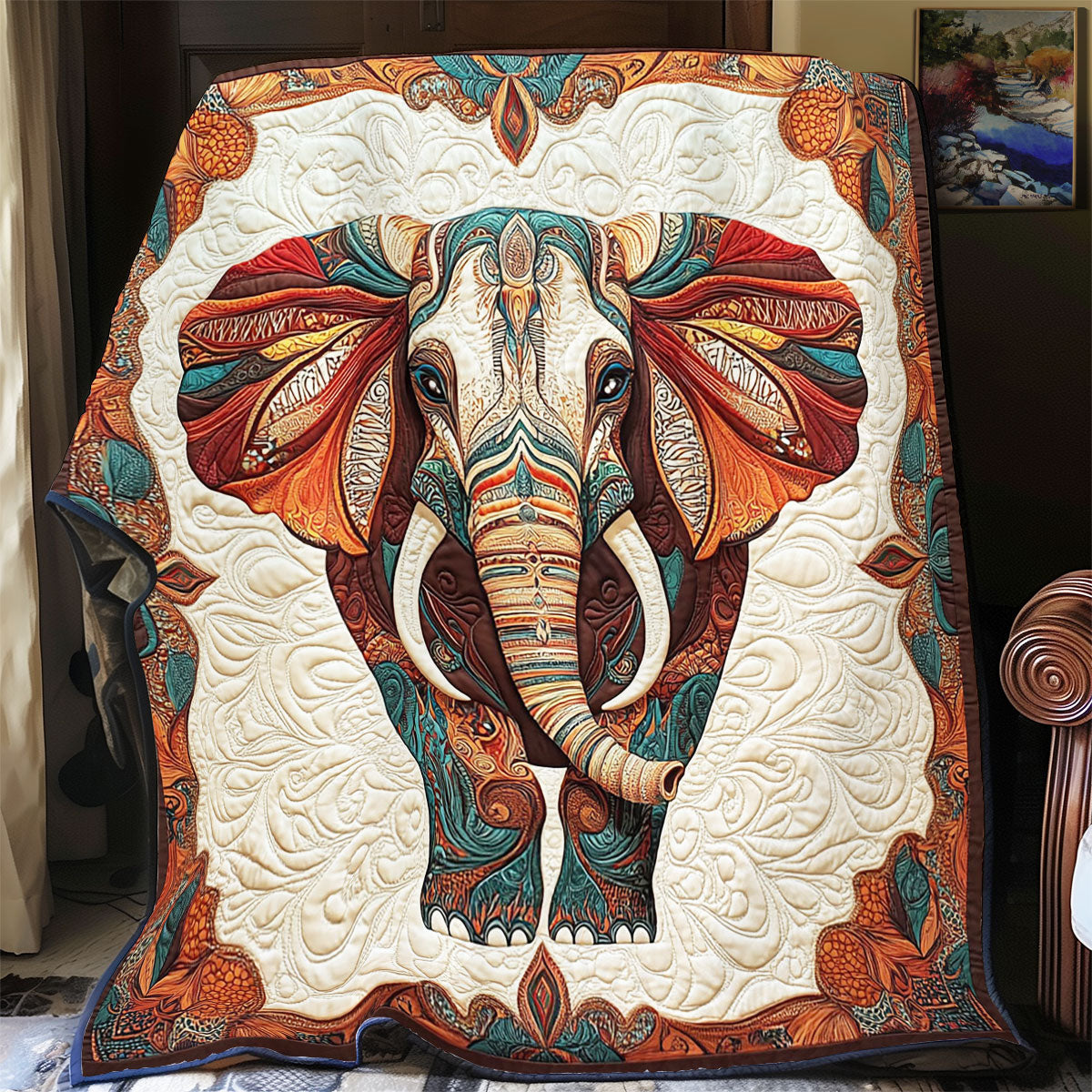 Patchwork Elephant Portrait WY3112030CL Quilt