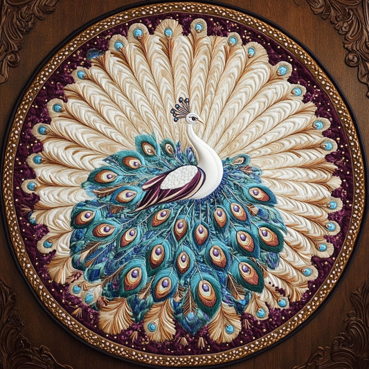Jewel Peacock WN1106068CL Quilted Round Mat