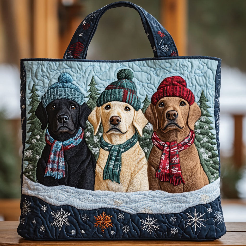 Winter Labrador Charm CW3010027CL Quilted Tote Bag