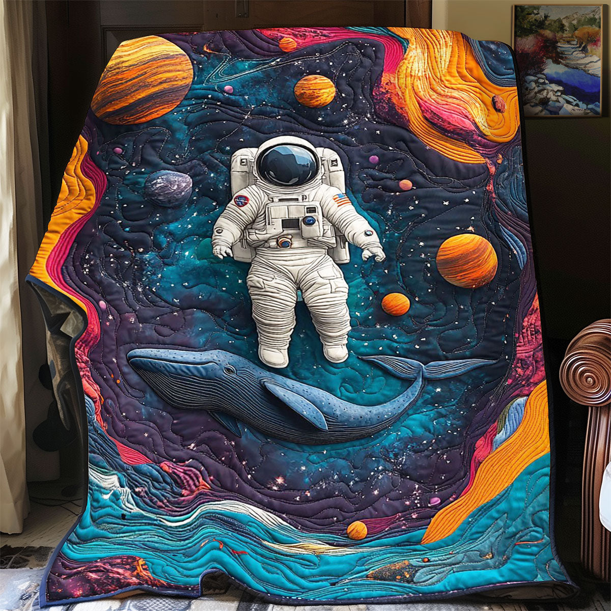 Astronaut And Whale WY2103007CL Quilt