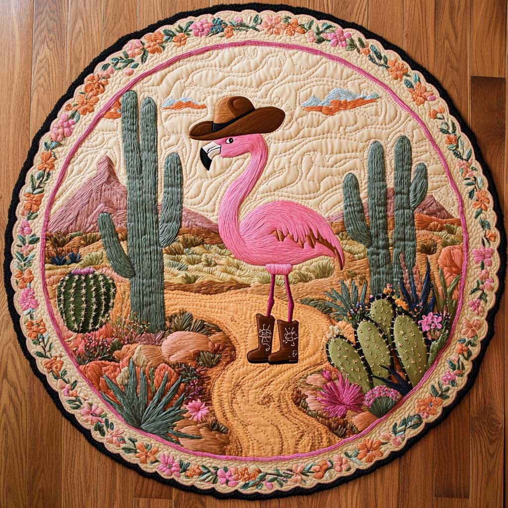 Sundown Flamingo WN1405047CL Quilted Round Mat