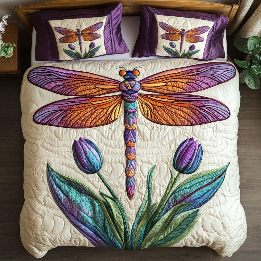Dragonfly In Tulip Garden WY2502024CL Duvet Cover Set