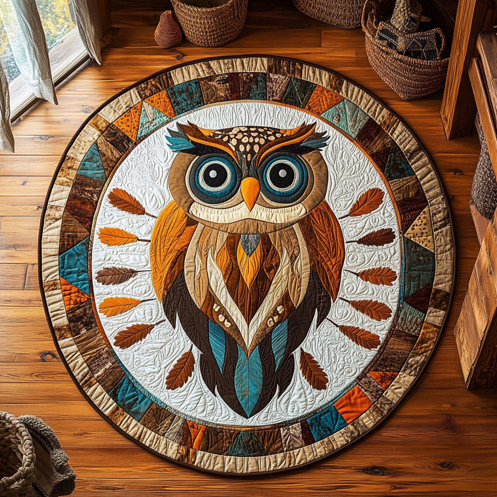 Vintage Owl Portrait WY1906065CL Quilted Round Mat