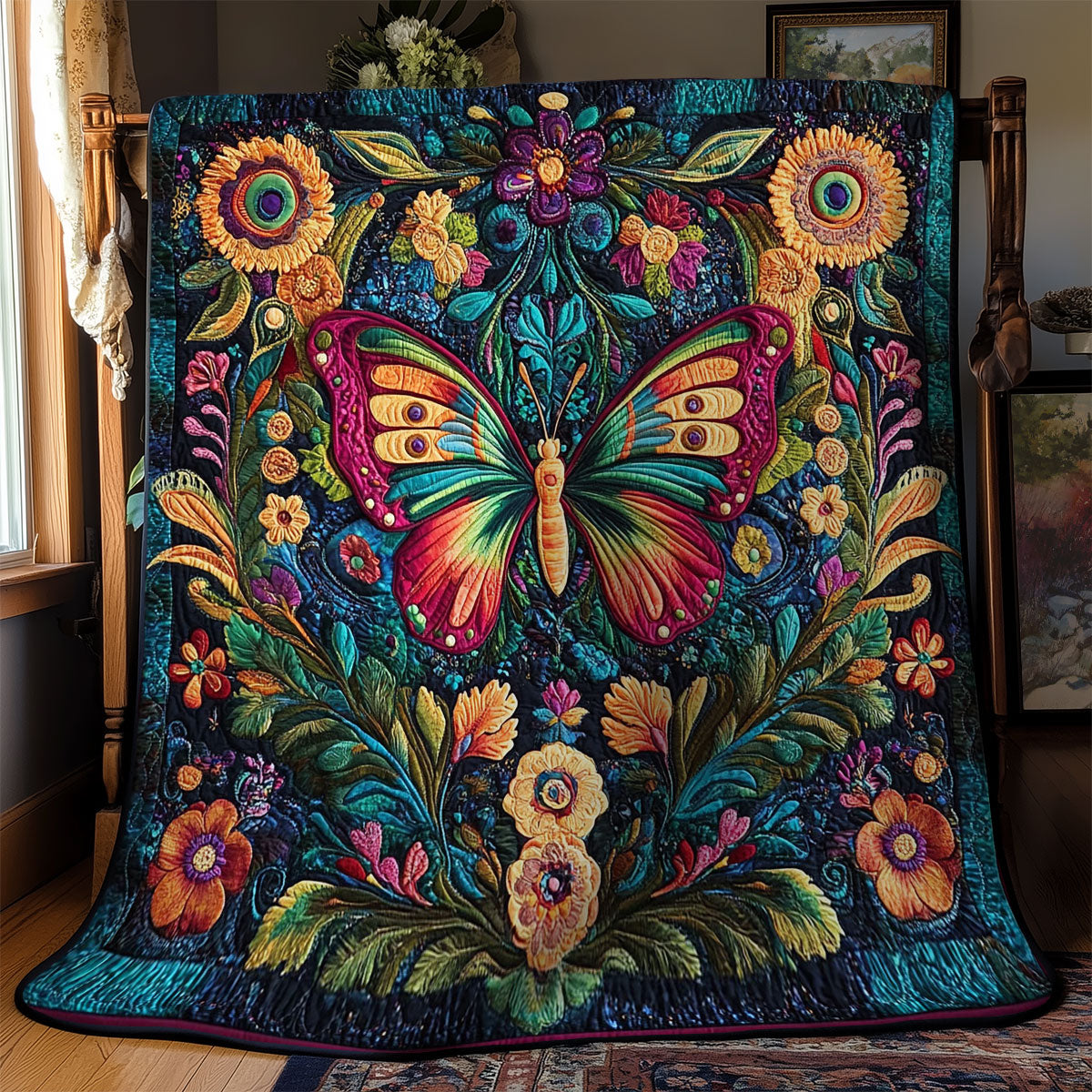 Colorful Butterfly In Forest WY2301044CL Quilt