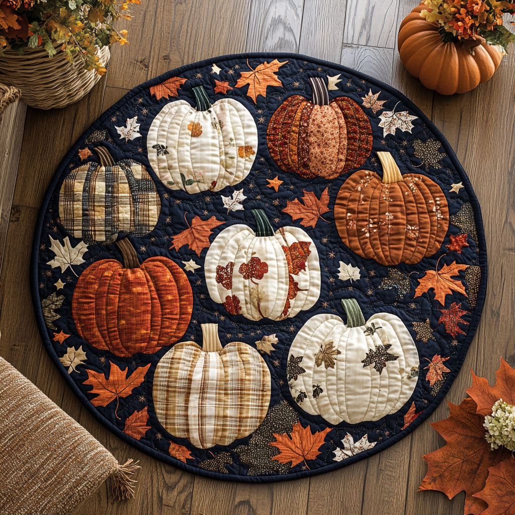 Pumpkin Sleep WN2307081CL Quilted Round Mat
