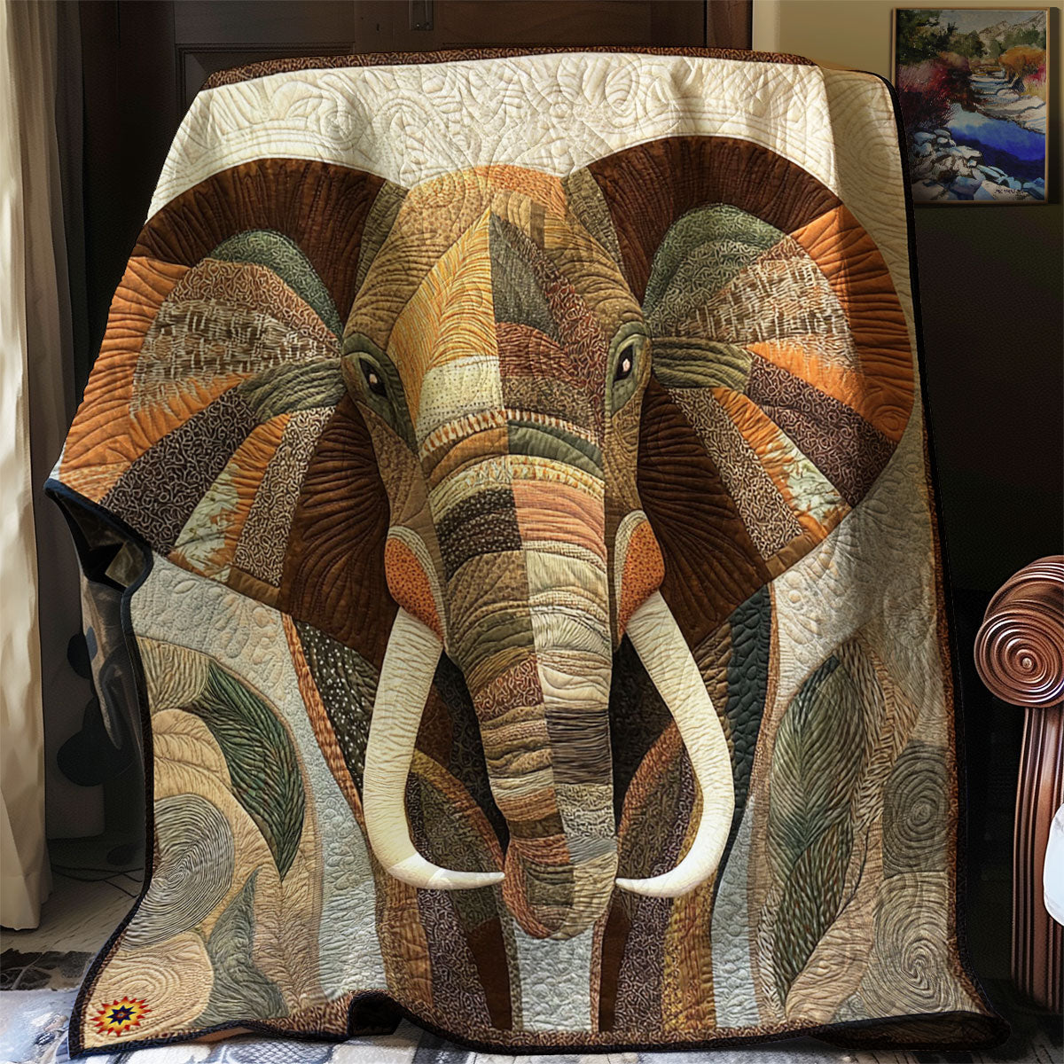 Majestic Elephant Mosaic WJ1912025CL Quilt