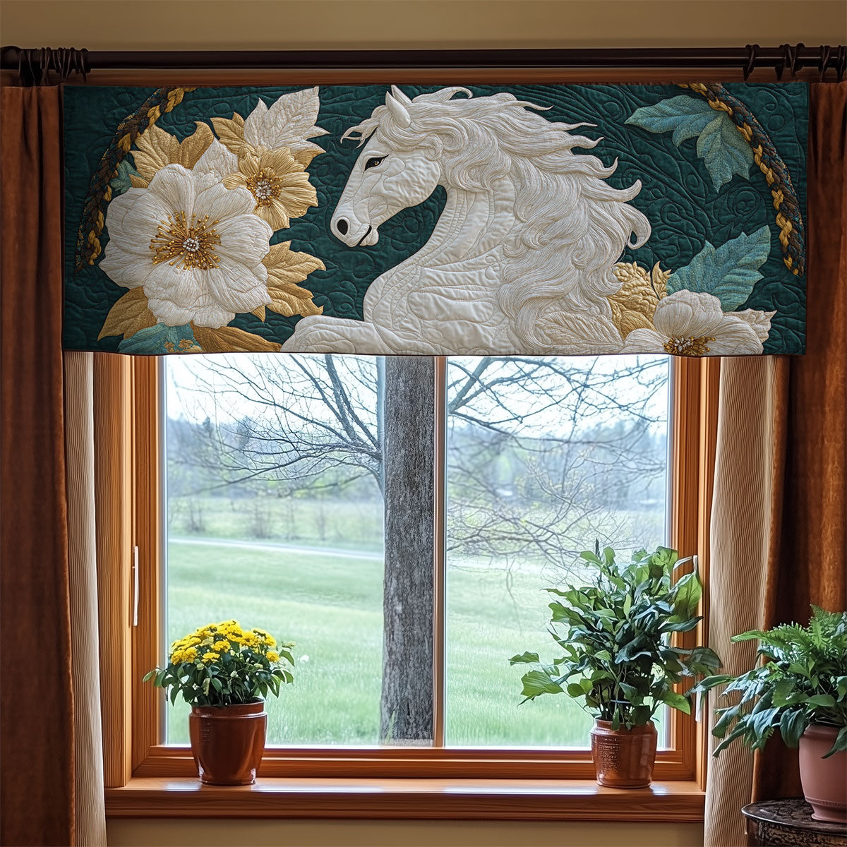 Horse Flower WX2205035CL Quilted Valance