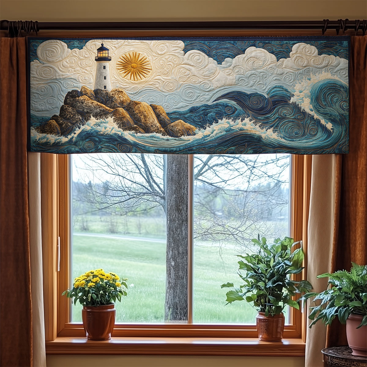 Lighthouse Sea WX0905030CL Quilted Valance