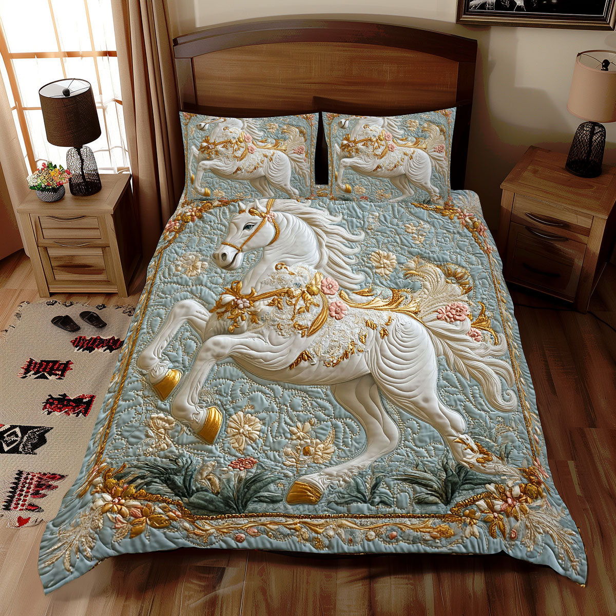 Beautiful White Horse WY1701075CL Duvet Cover Set